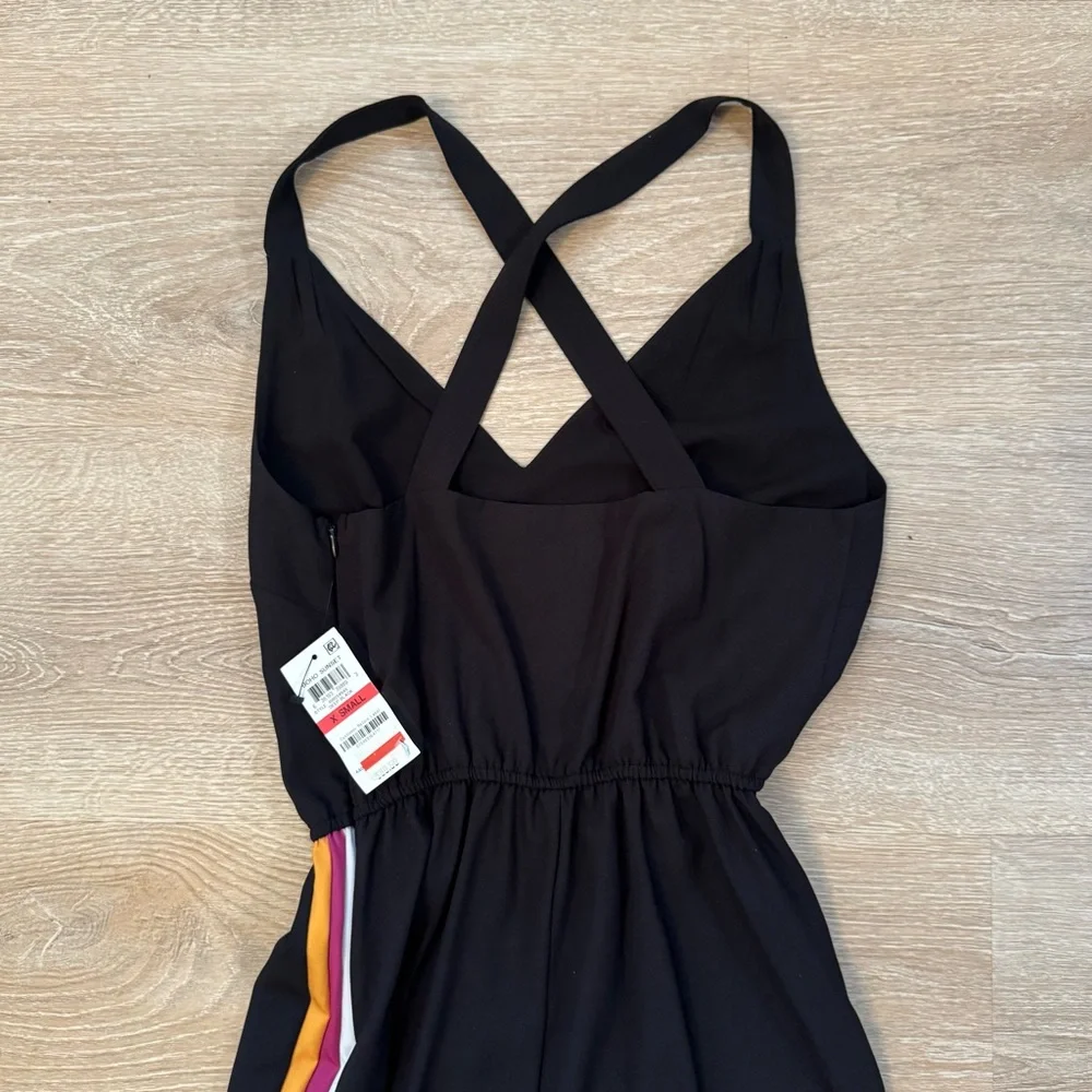 Bar III Black Jumpsuit with Vibrant Stripes - Picture 3 of 4